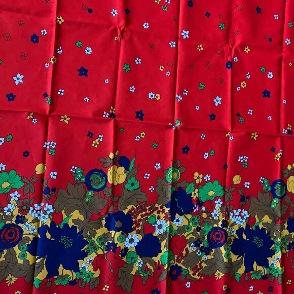 Vintage Floral Vibrant Flower Power Border Cranston Schwartz Liebman Red Blue - Picture 7 of 15